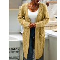 thumbnail image 3 of Women Hooded Open Front Cardigan Cable Knit Sweaters Solid Chunky Long Sweater Coats with Pockets, 3 of 5