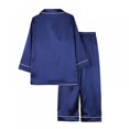 thumbnail image 4 of Kids Satin Pajamas Set PJS Long Sleeve Button-Down Sleepwear Loungewear, 4 of 6