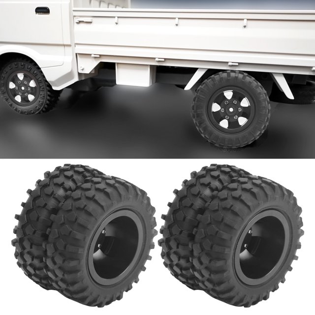 Keenso 2Pcs RC Pneu Arrière Double Roue 55mm Dia pour WPL D12 1/10 Camion à Télécommande, Roue RC pour WPL, Pneus Arrière RC