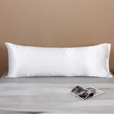 Meitianfacai Body Pillow Cover, 20x54 inches White Soft Satin Body Pillow case with Envelope Closure, Silky Slip Cooling Body Pillow Pillowcases for Hair and Skin