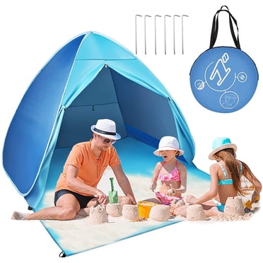 GRM Tente de Plage Pop-Up Abri Solaire pour 2-3 Personnes Légère Ombrage Familial UPF 50+ Anti-UV