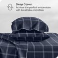 thumbnail image 3 of Bare Home Ultra-Soft Sheet Set - Premium 1800 Collection - Deep Pockets - 5-Pieces - Split King, Modern Plaid - Midnight/White, 3 of 8