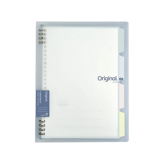 TopLLC 8 Ring Binder Notebook, Frosted PVC Softcover B5 Lined Writing Notebook with Tabs, Refillable 120 Pages Thicken Ruled Paper Loose Leaf Journal Notepad School Office Supplies for Students