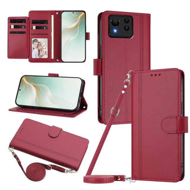Book Style Wallet Cover for ASUS Zenfone 11 Ultra, Soft PU Leather, Red