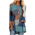 thumbnail image 1 of IROINID Savings Womens Long Sleeve Tops Lounge Socket Geometry Printed Round-Neck Tops,Orange, 1 of 5