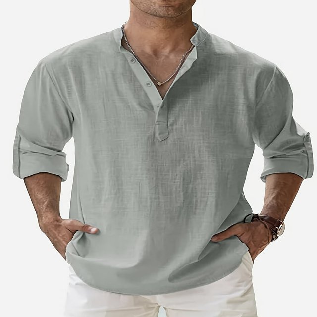 Chemise de Plage à Manches Courtes en Lin Décontracté pour Hommes