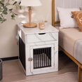 thumbnail image 4 of Costway 2-In-1 Furniture Dog Crate with Drawer Wired & Wireless Charging Side End Table White, 4 of 10