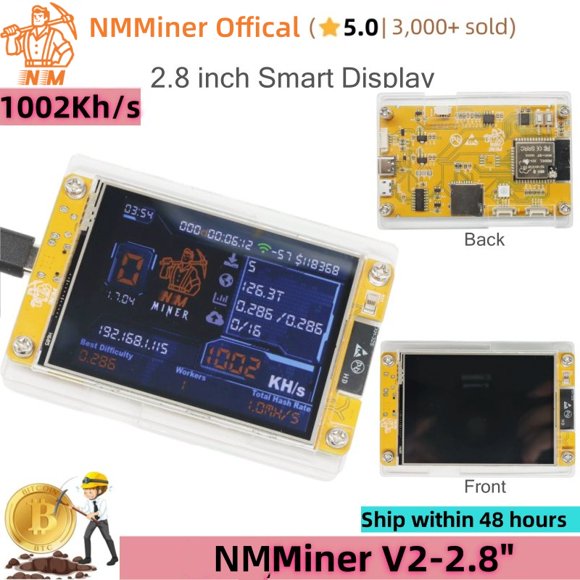 NMMiner BTC Solo Miner 1002Kh/s NerdMiner V2 Open Source ESP32 Bitcoin Lottery Mining Crypto Lotto Machine Silent Mini BTC Miner Gift