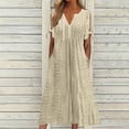 thumbnail image 1 of Babysbule Liquidation Robes d'Été pour Femmes, Mode Femmes Décontractée Ample Imprimé Papillon Col en V Manches Mi-Longues Boutons Poches Robe Longue, 1 of 6