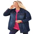 thumbnail image 1 of Woman Within Plus Size Long Stretch Denim Jacket Oversized Jean Jacket - 22 W  Indigo, 1 of 6
