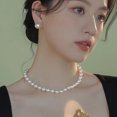 thumbnail image 4 of Collier Perle Coquille Simulée Ronde Blanche en Argent Sterling / Collier de Perles / Bijoux pour Femmes, 4 of 5