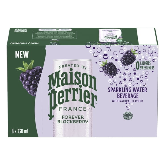 Maison Perrier Forever Blackberry, Sparkling Water Beverage, No Calories, No Sweeteners, No Sodium, Sourced & Bottled In France 8x330ml
