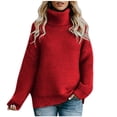 thumbnail image 1 of IROINID Women's Turtleneck Pullover Sweater Solid Color Loose Mid-Length Long Sleeve Thick Line Sweater, 1 of 5