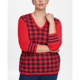 thumbnail image 5 of Tommy Hilfiger Womens Buffalo Check Pullover Sweater, Red, 0X, 5 of 5