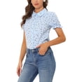 thumbnail image 4 of INSPIRE CHIC Chemise Imprimée pour Femme à Col Peter Pan Boutonnée à Manches Bouffantes Bleu Pâle S, 4 of 6