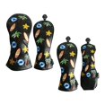 thumbnail image 4 of Set of 4Pcs 1 3 5 UT PU Golf Putter Head Covers Replacement Waterproof Different Size Accessory Breatheable Protector Protection Handmade Tree Pattern Black, 4 of 8