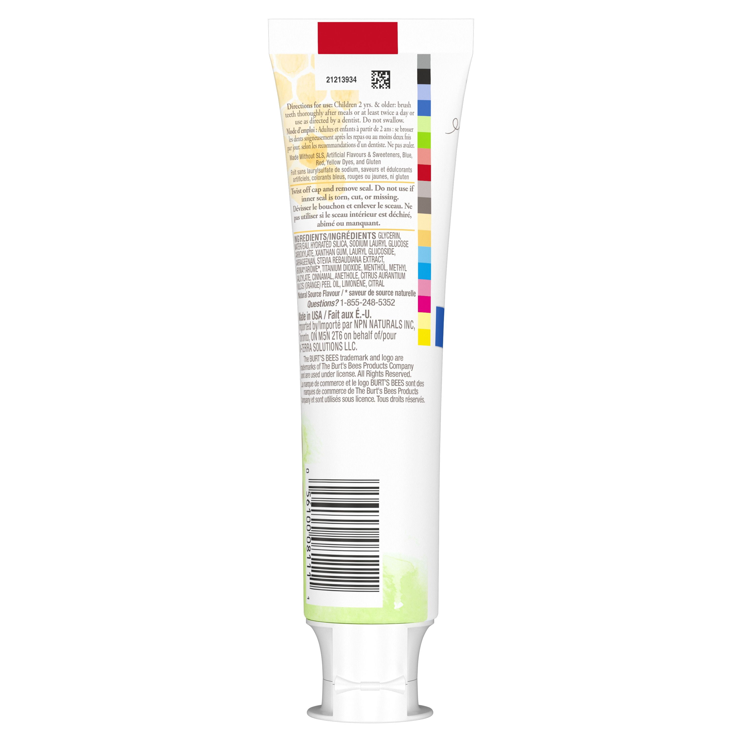 Burt's Bees Dentifrice pour Enfants, Sans Fluorure, Fusion Fruitée95ml