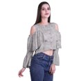 thumbnail image 3 of Moomaya Button Front Cold Shoulder Top Printed  Casual Loose Blouse Short Top, 3 of 4