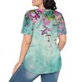 thumbnail image 4 of Hauts d'Été à Manches Courtes Femme Mode 2024 Blouses Plissées Chic Décontractées Col Rond T-Shirts de Couleur Unie (Moyen, Bleu 06), 4 of 6