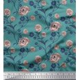 thumbnail image 2 of Soimoi Rayon Fabric Leaves & Rose Floral Decor Fabric Printed Yard 42 Inch Wide, 2 of 3