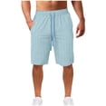 thumbnail image 2 of JDQJBZ Men's Casual Linen Shorts Stripe Print Drawstring Pocket 5 Inch Summer Shorts, 2 of 5