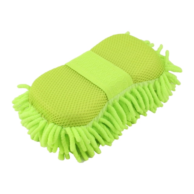 Household Chenille Car Windshield Window Glass Washing Sponge Pad Yellow Green