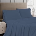 thumbnail image 2 of Color Sense Ensemble de Draps 4 Pcs en Percale 100 % Coton Frais et Net Grand Lit Bleu Marine, 2 of 5