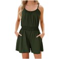 thumbnail image 1 of Timegard Combinaisons Courtes pour Femmes Col Rond Taille Élastique Combinaison Courte Décontractée Confortable Tenue de Couleur Unie, 1 of 9