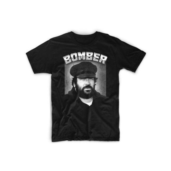 T Shirt Men's Bud Spencer Print Vintage Pilot Graphic Black Shirt