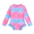 thumbnail image 1 of Baby Girls Rash Guard Swimwear Cartoon Sun Protection Long Sleeve Girls Bathing Suits Size 0-6 Months Girls Clothing, 1 of 7