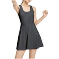 thumbnail image 3 of QATAINLAV Ventes de Rentrée Scolaire, Robe de Tennis Athlétique pour Femme avec Shorts Intégrés, Fermeture Éclair, Sans Manches, Mini Robe d'Entraînement de Golf, Combinaison de Sport de Course Extérieure, Gris m, 3 of 8