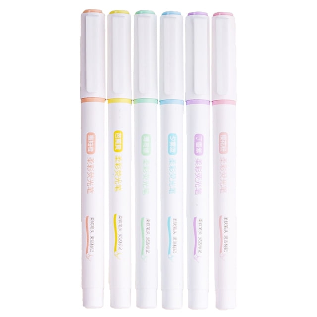 6 Pack Fluorescent Pen Set, Macaron Color Series, Student Creative Colored Markers, Key Marking Pens, Smooth Pens for Writing, Note-Taking, College Supplies for Everyday Writing Activities