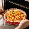 thumbnail image 3 of Double-Handled Round Baking Pan Hand-Painted Cherry Blossoms Beaded Edge for Baking Desserts Pizza, 3 of 11