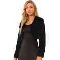 thumbnail image 1 of INSPIRE CHIC Women's Cropped Collarless Long Sleeve Faux Fur Open Front Coat, 1 of 6
