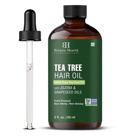 Botanic Hearth Tea Tree Oil For Hair (2 Fl Oz) | With Jojoba & Grapeseed Oils | Soothes Itchy Scalp & Fights Dandruff | Non Gmo Verified