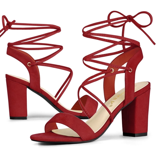BLISSFUL STEP Sandales à Talons Blocs à Lacets pour Femmes