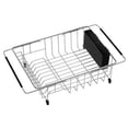 thumbnail image 1 of iPEGTOP Expandable Deep & Large Dish Drying Rack, Over the Sink, In Sink Or On Counter Dish Drainer with Black Removable Utensil Silverware Holder, Rustproof Stainless Steel, 1 of 5