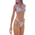 thumbnail image 3 of Faithtur Ensemble Bikini 2 Pcs d'Été pour Femmes Soutien-Gorge Sans Manches Dos Nu + String Floral Taille Basse, 3 of 7