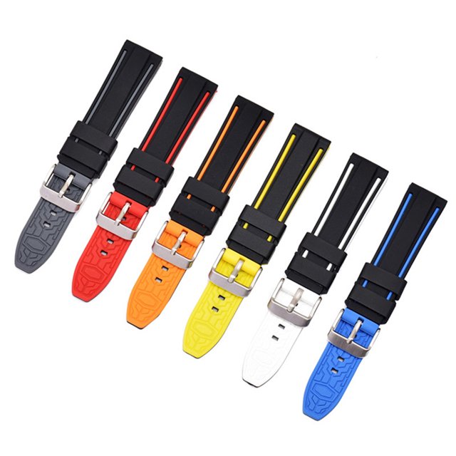 OULII 4Pcs Dichromatic Watch Strap Black Yellow 12.5*0.9Inch Smartwatch Bands