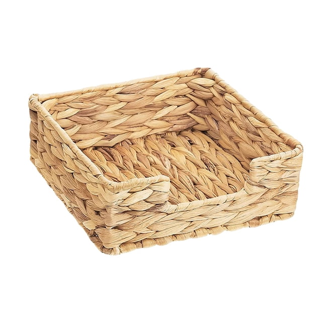 Wicker Woven Basket Tissue Box Cover Napkin Holder Snacks Serving Tray Container Square