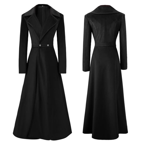 IROINID Women's Long Trench coat Coat Notch Lapel Solid Color Long