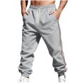 thumbnail image 2 of Ceisia Men Solid Color Loose Casual Pants Elastic Waist Drawstring Sports Gift Work Trousers, 2 of 9