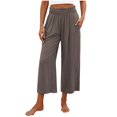 thumbnail image 1 of VEKDONE Womens Cotton Linen Capris Pants Coffee S, 1 of 5