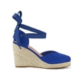 thumbnail image 3 of BLISSFUL STEP Chaussures pour Femmes Sandales Espadrilles à Talon Compensé Haut Bout Rond Bleu Royal 9, 3 of 7