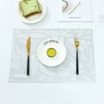 thumbnail image 1 of Oleegame 1PC Placemat Creative Rectangle PVC Placemat with Gold Foil, Heat- and Leaf-shaped Design, Perfect for Dining Table, Tea Cup, Western-style Dinner Mat Silver, 1 of 8