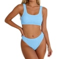 thumbnail image 1 of Rugged Ribbed Two Piece Bikini Set Featuring Wide Strap Top and Mid Waist Swimwear For All Seasons Beachwear, 1 of 5