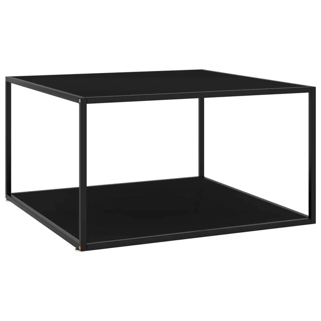 vidaXL Table Basse Noir avec Verre Noir 90x90x50 cm