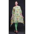thumbnail image 4 of Bimba Kurti Asymétrique à Imprimé Floral et Feuilles Vertes pour Femmes, Robe d'Été Indienne, Tunique, Très Grand, 4 of 6
