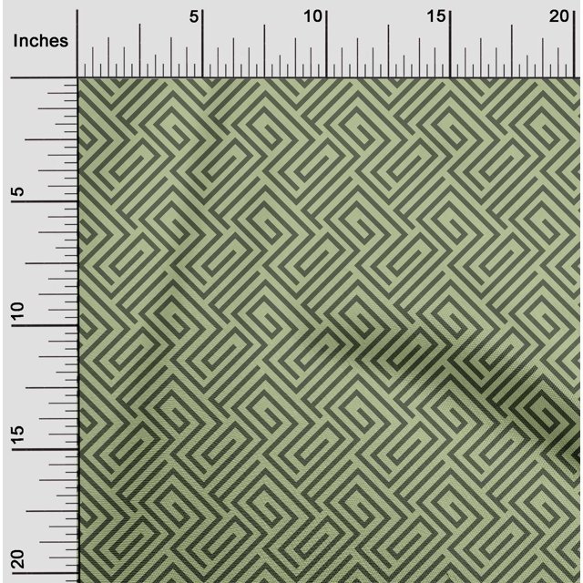 oneOone Organic Cotton Poplin Twill Fabric Greek Key Geometric Decor Fabric Printed BTY 42 Inches Wide