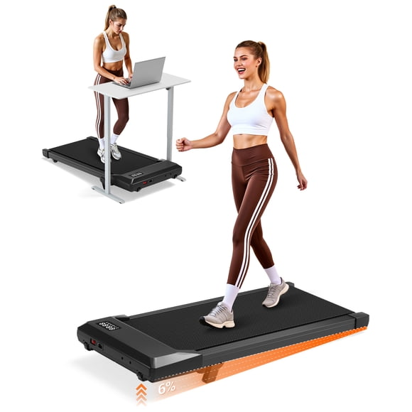Walking Pad Free Sound-absorbing mat,6% Walking Pad with Incline,No-Assembly Walking pad Treadmill with APP and Remote Control,LED Display,2.5 HP Quiet Under Desk Treadmills,300 lbs Capacity